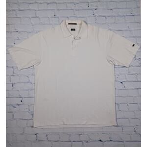 Nike Tiger Woods Shirt Mens L White‎ Polo Dri Fit Golf Geometric Pattern
